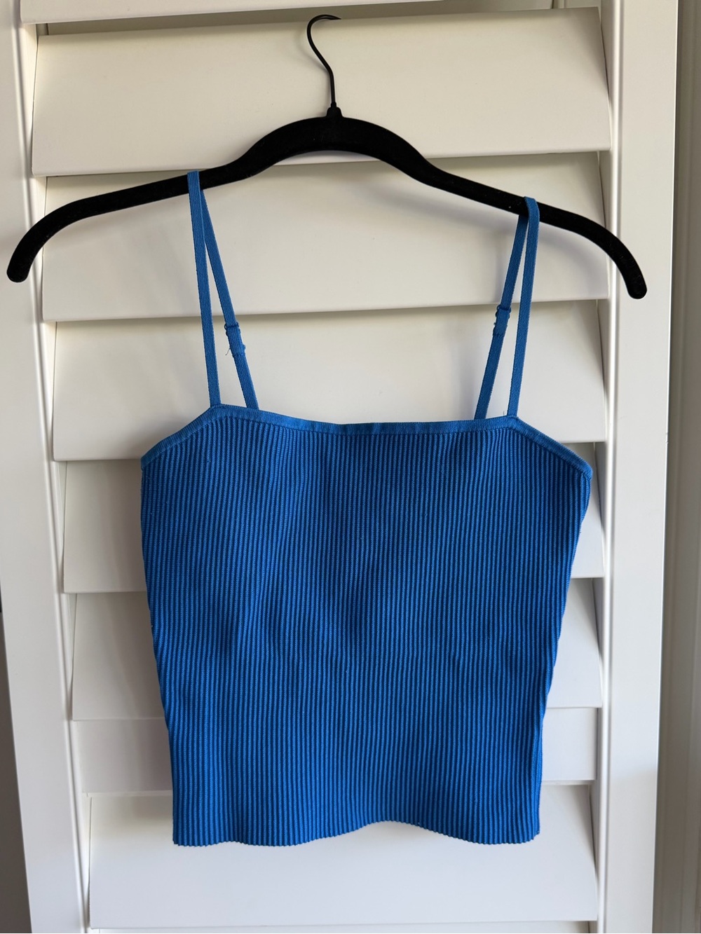 Babaton Cobalt Ribbed Spaghetti Strap Crop Top